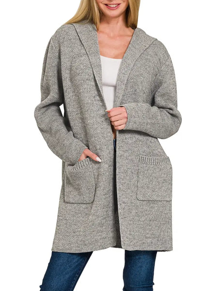 Hooded Open Front Sweater