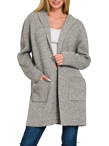 Hooded Open Front Sweater