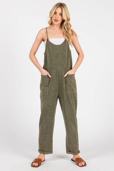 Washed Cami Roll-Up Jumpsuit