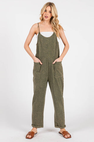 Washed Cami Roll-Up Jumpsuit