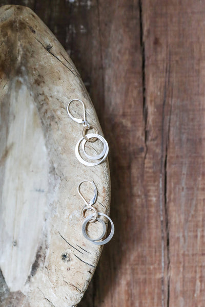 Flow Linked Circle Drop Gold and Silver Earrings