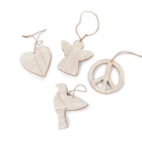 Whitewash Wooden Ornaments