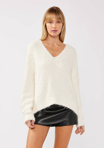 Hi-Low Fuzzy Pullover Sweater