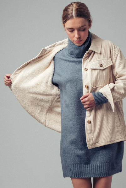 Sherpa Lined Corduroy Shacket