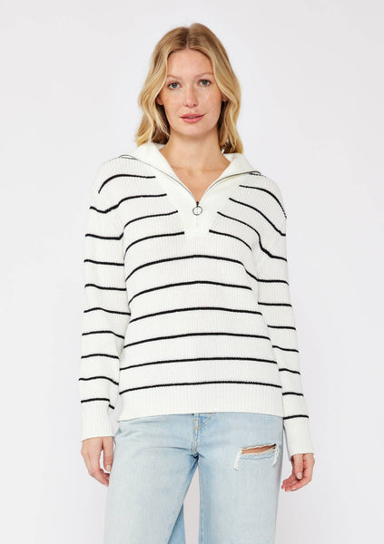 Striped Zipper Pullover Sweater