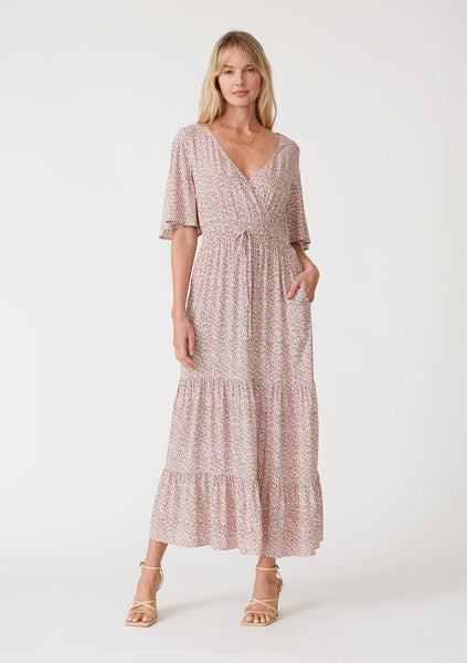 Floral Surplice Maxi Dress W/ Pockets