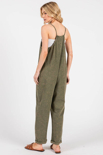 Washed Cami Roll-Up Jumpsuit