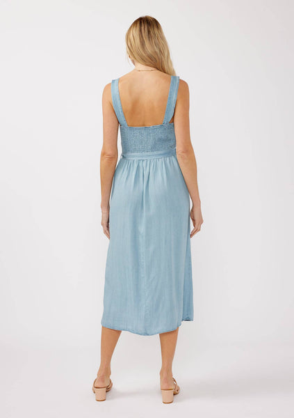 Double Breasted Tencel Midi Dress