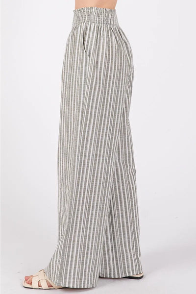 Smocked Waist Wide Leg Pant
