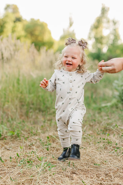 Floral Long Sleeve Button Romper