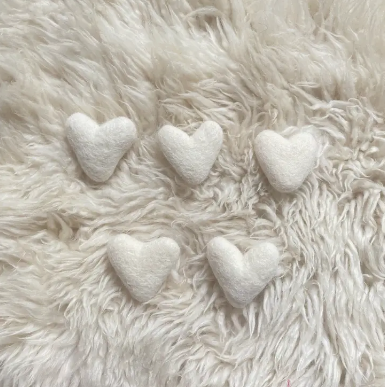 White Felt Hearts