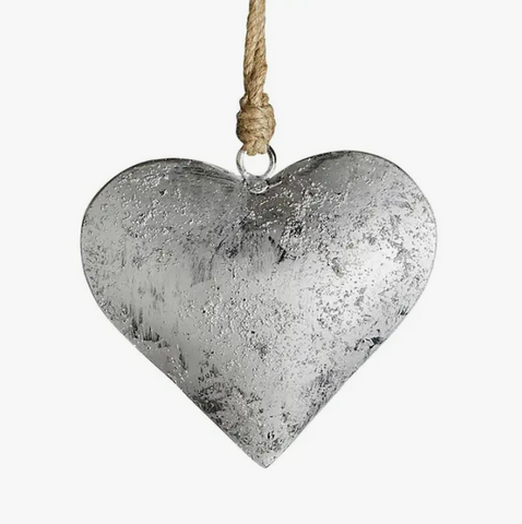 Small Silver Antique Hanging Heart