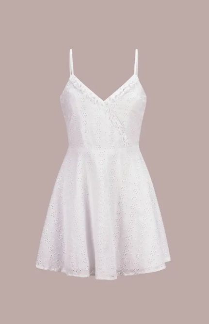 White Eyelet Ruffle Dress