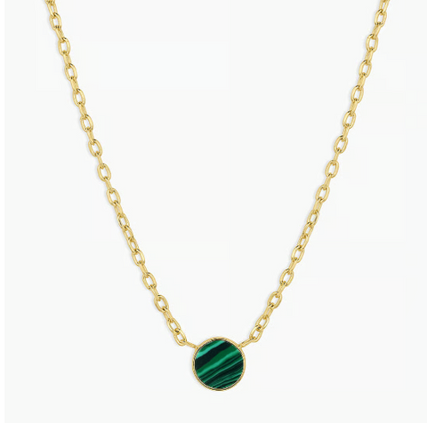 Malachite Marble Coin Necklace