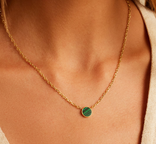 Malachite Marble Coin Necklace