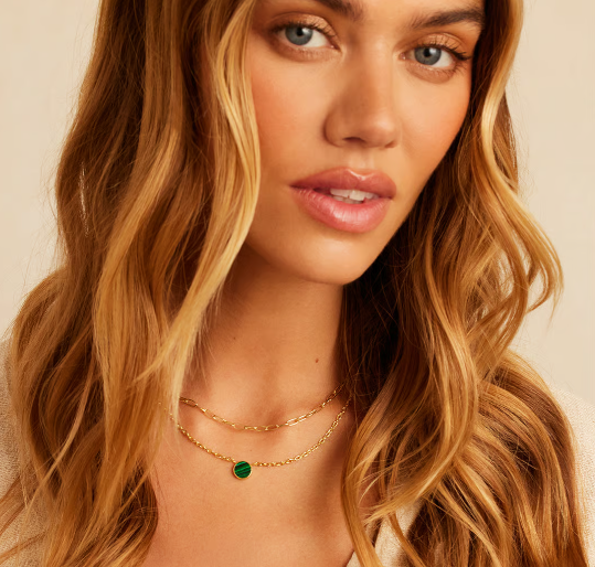 Malachite Marble Coin Necklace