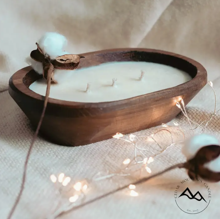 Mahogany & Teakwood Dough Bowl Candle