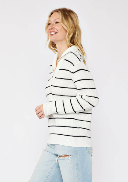 Striped Zipper Pullover Sweater