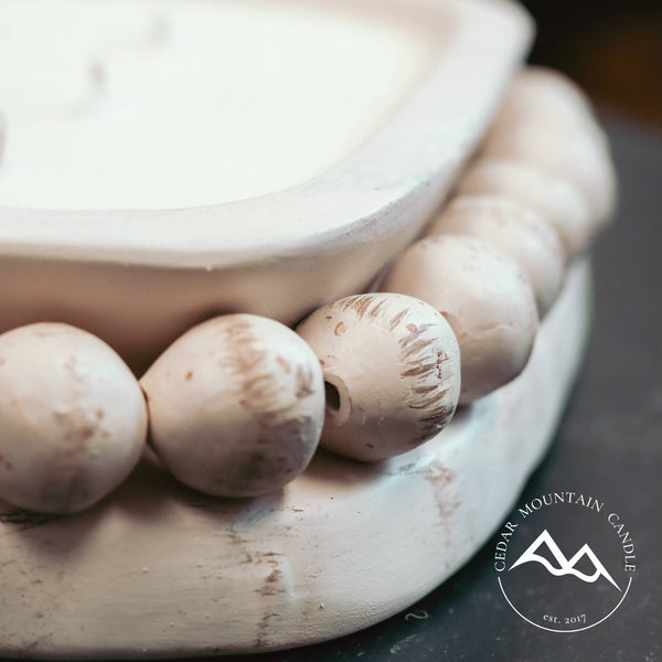 Pottery Dough Bowl Soy Candle - With Beads