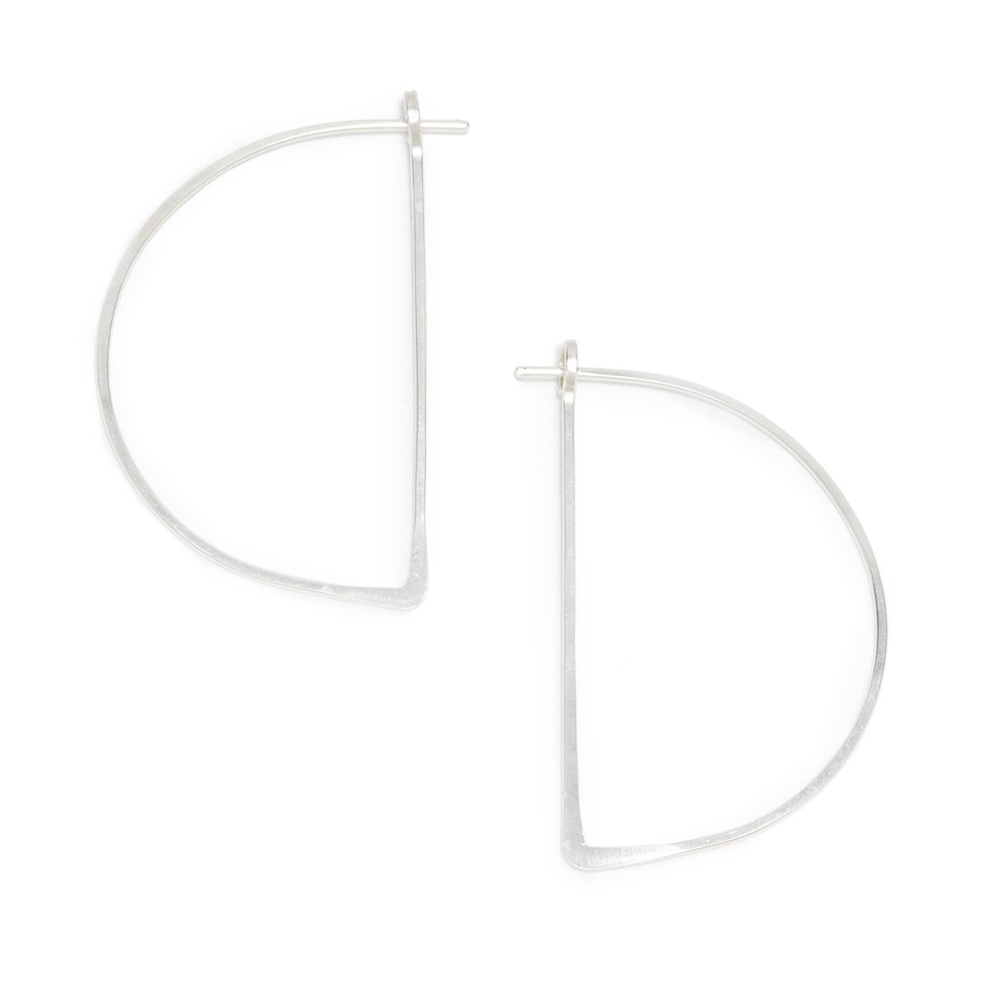 Minimal Hoop Earrings - Half Circle Half Moon