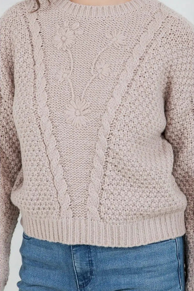 Floral Cable Knit Sweater