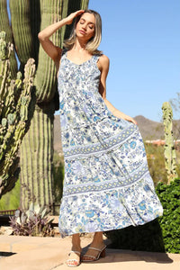 Smocked Bodice Tiered Maxi Dress
