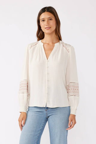 Rayna Embroidered Button-Down Neck Blouse