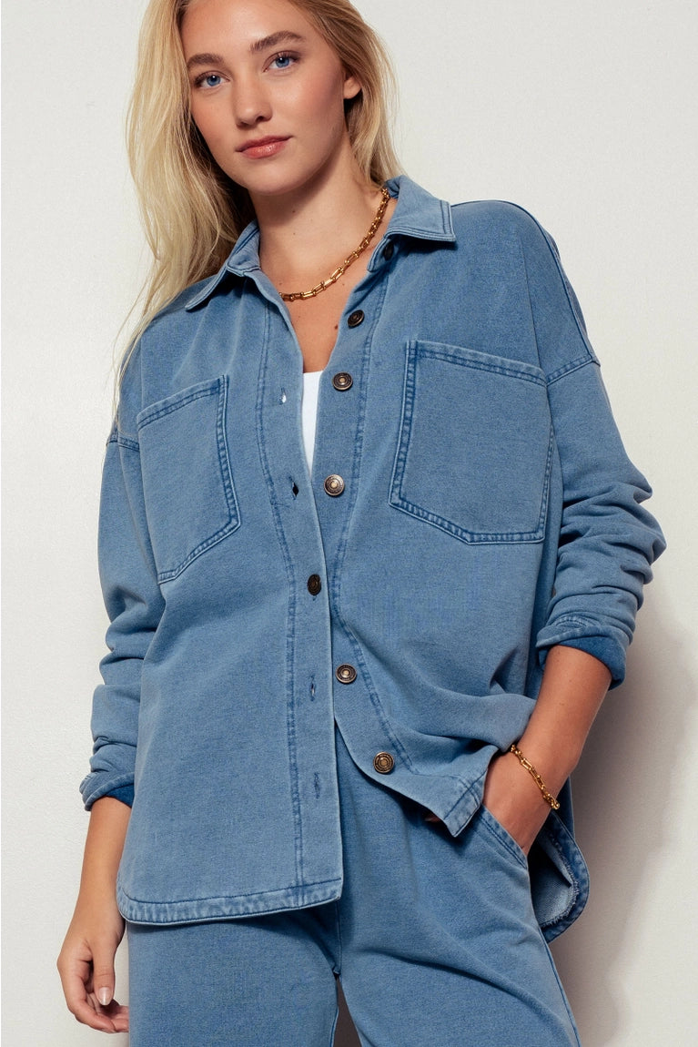Western Denim Button-Up Shacket