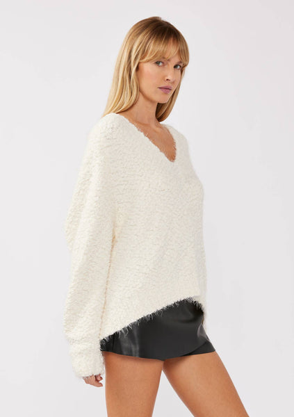 Hi-Low Fuzzy Pullover Sweater