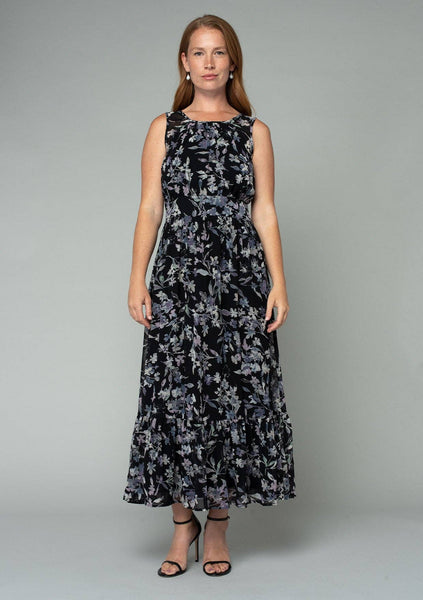 Floral Sleeveless Round Neck Open Back Maxi Dress