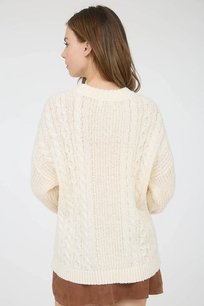 Crew Neck Cable Knit Sweater