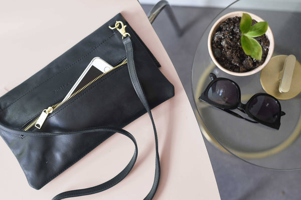 Leather Convertible Crossbody & Clutch