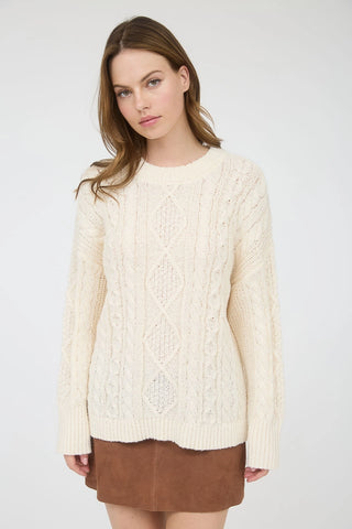Crew Neck Cable Knit Sweater