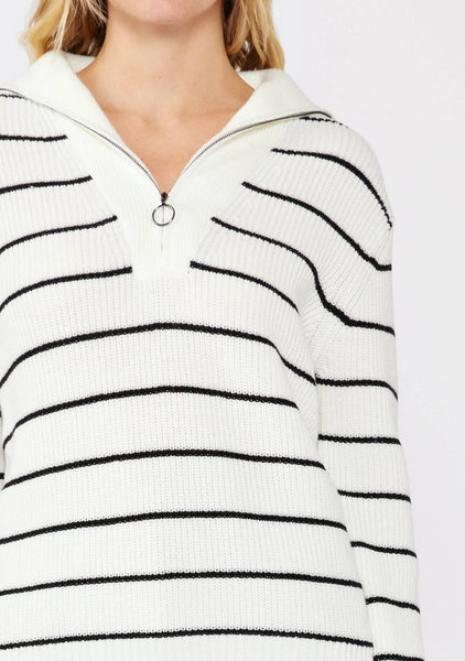 Striped Zipper Pullover Sweater