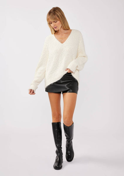 Hi-Low Fuzzy Pullover Sweater