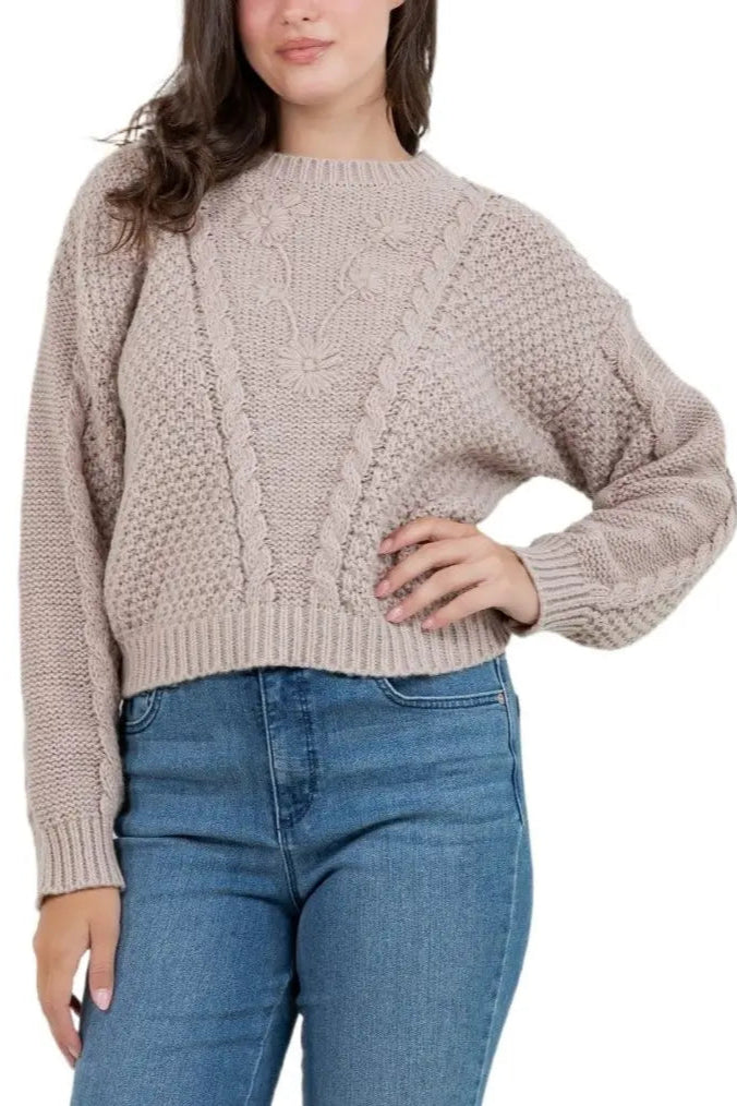 Floral Cable Knit Sweater