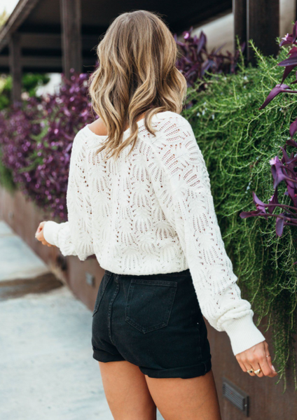 Ethereal Pointelle Knit Surplice Sweater