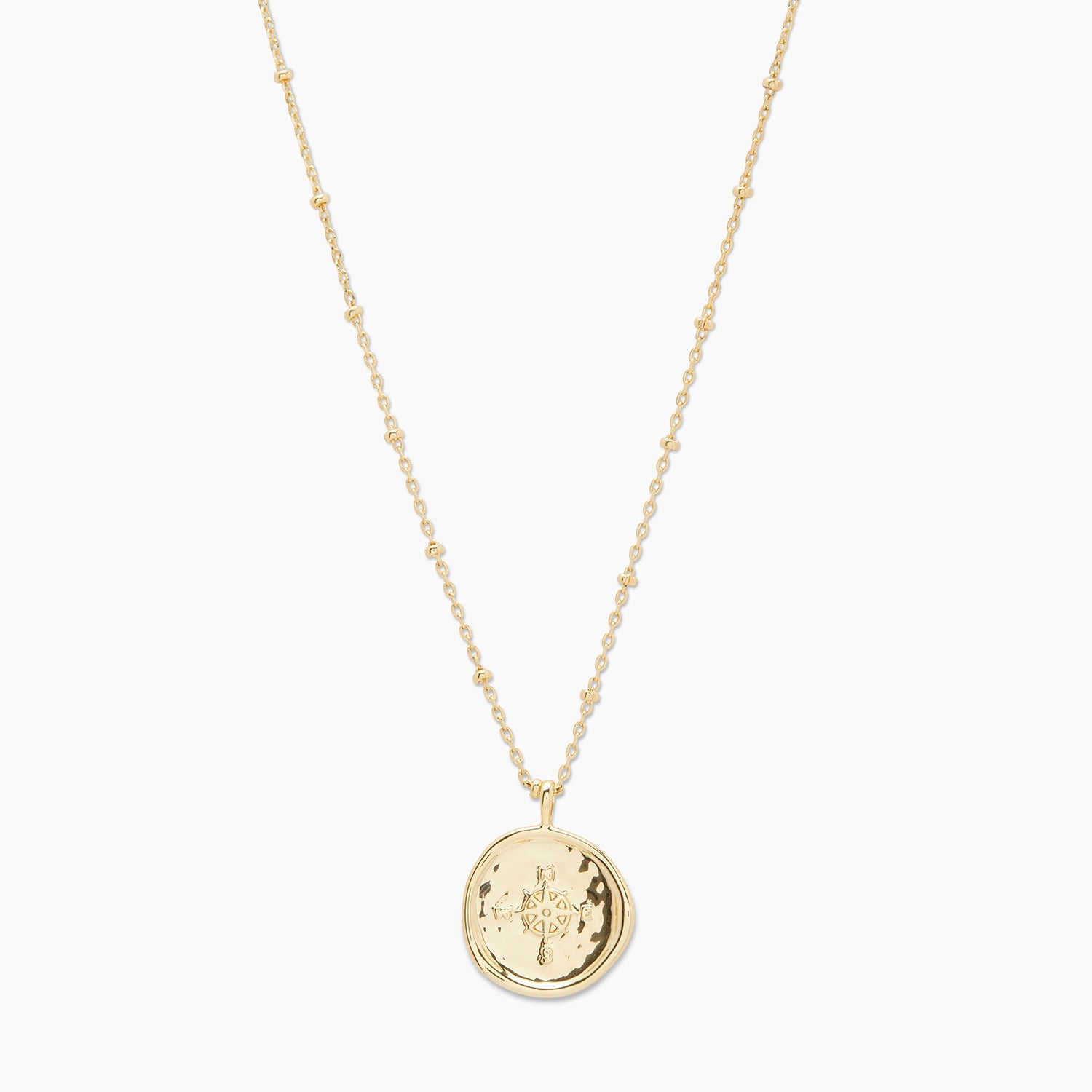 Compass Coin Necklace Gold
