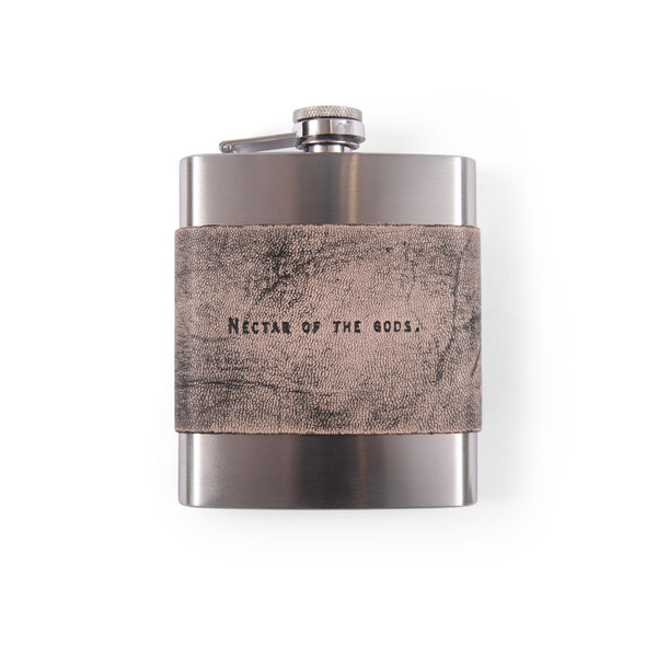 Grey Leather Quote Flasks